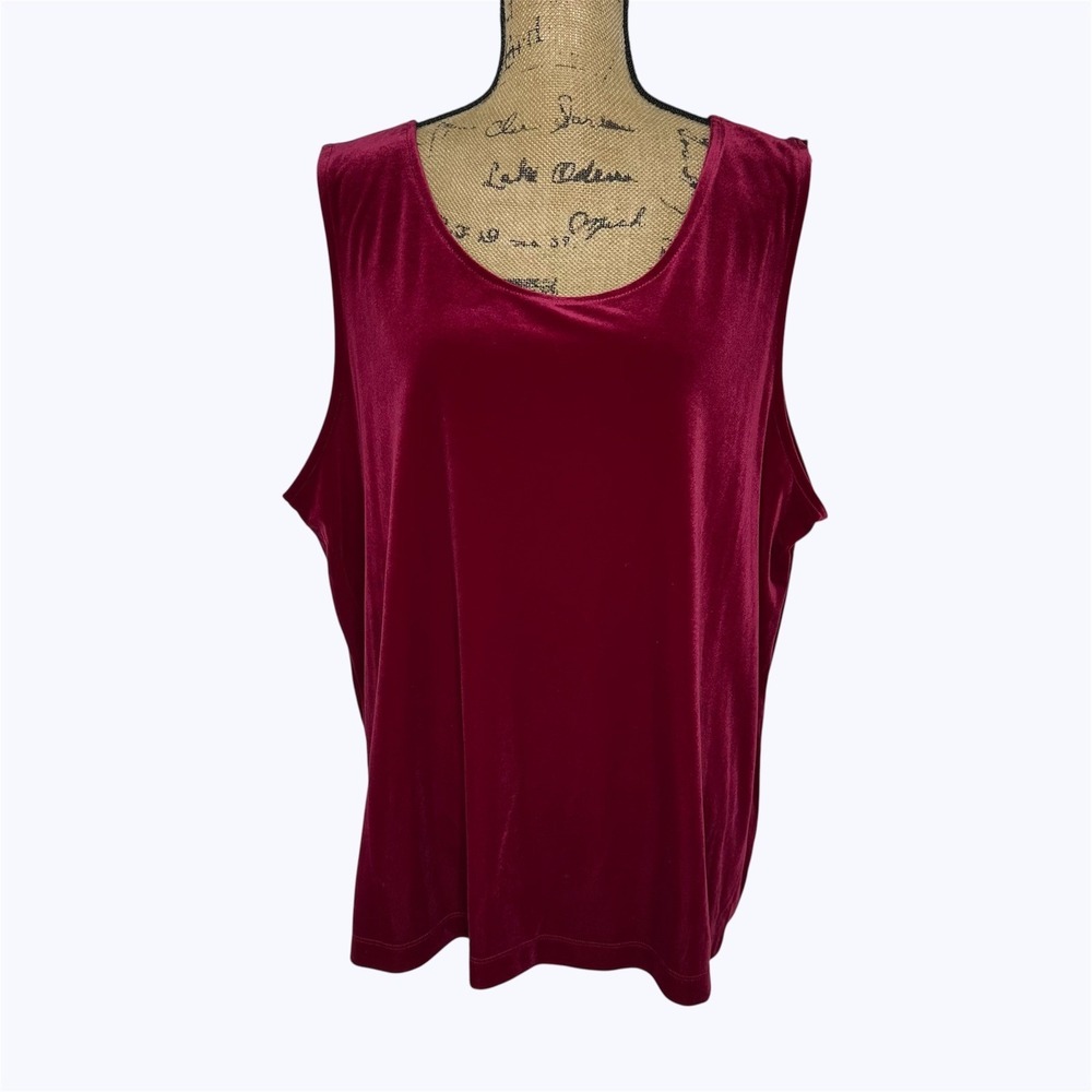Koret Velvet Tank Top Magenta Stretch Formal Event Party Evening NEW Petite‎ XL